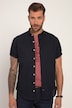 Chemise en lin mélangé, manches courtes et col officier, coupe Modern Fit