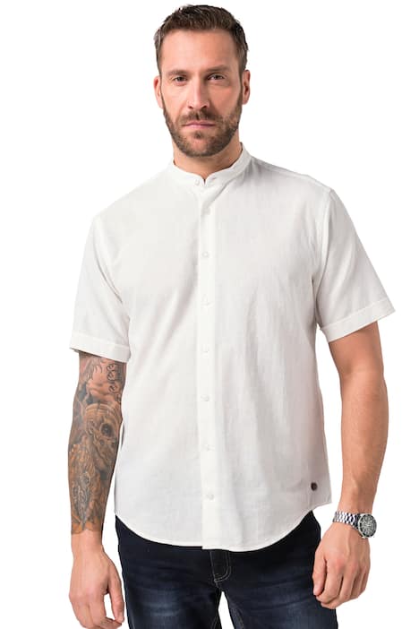 Košile, krátké rukávy, lněná směs, stojáček, Modern střih