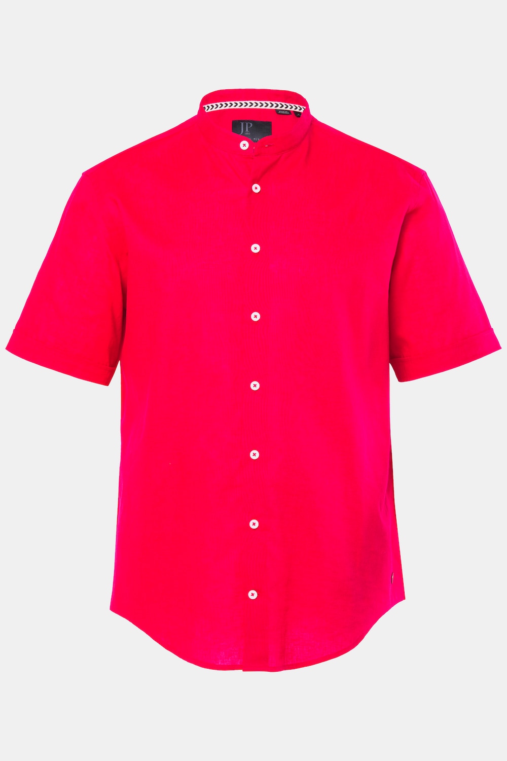 Overhemd, halflange mouwen, linnenmix, opstaande kraag, modern fit