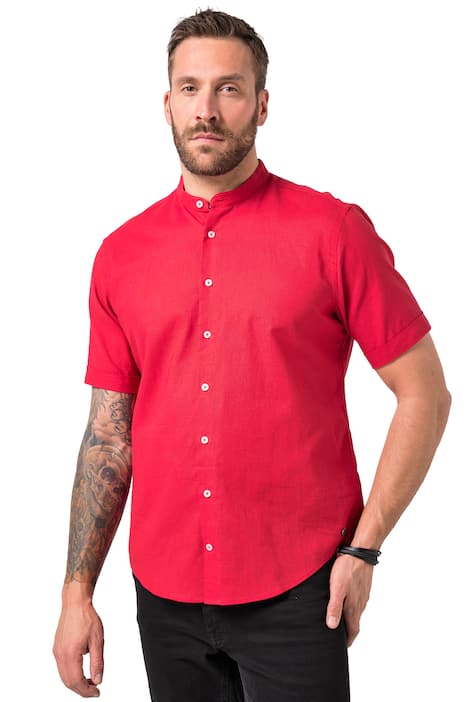 Košile, krátké rukávy, lněná směs, stojáček, Modern střih