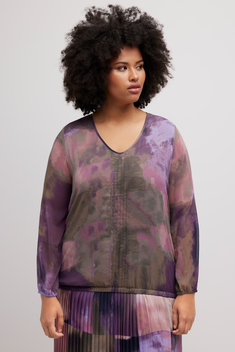 Große Größen Bluse, Damen, braun, Größe: 46/48, Polyester/Viskose, Ulla Popken