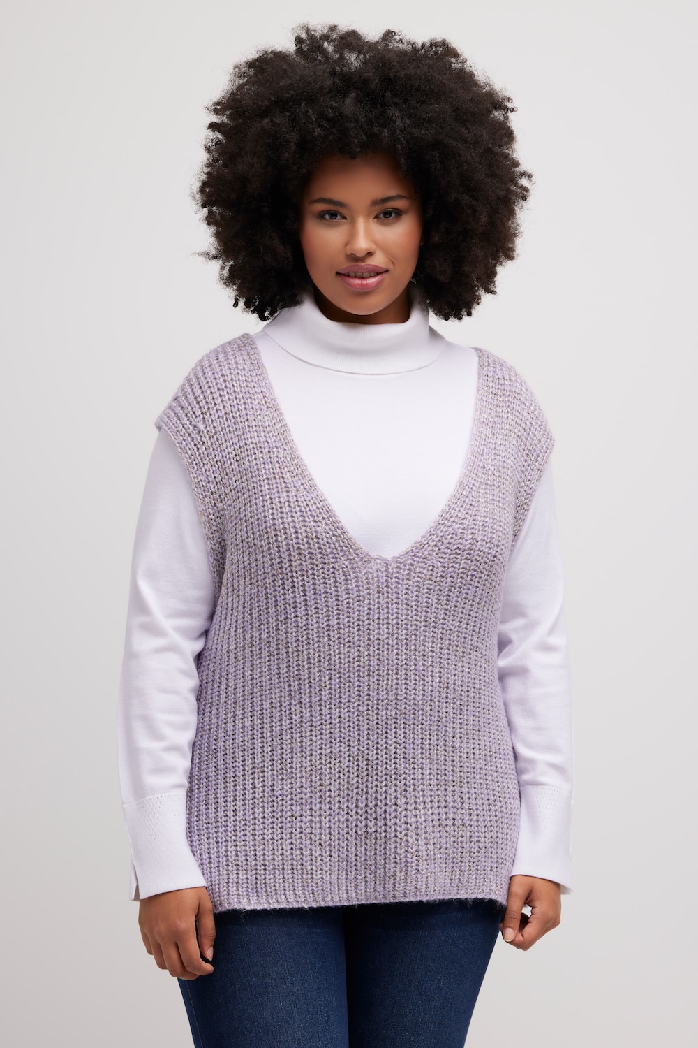 Große Größen Pullunder, Damen, lila, Größe: 54/56, Synthetische Fasern/Sonstige/Nylon, Ulla Popken