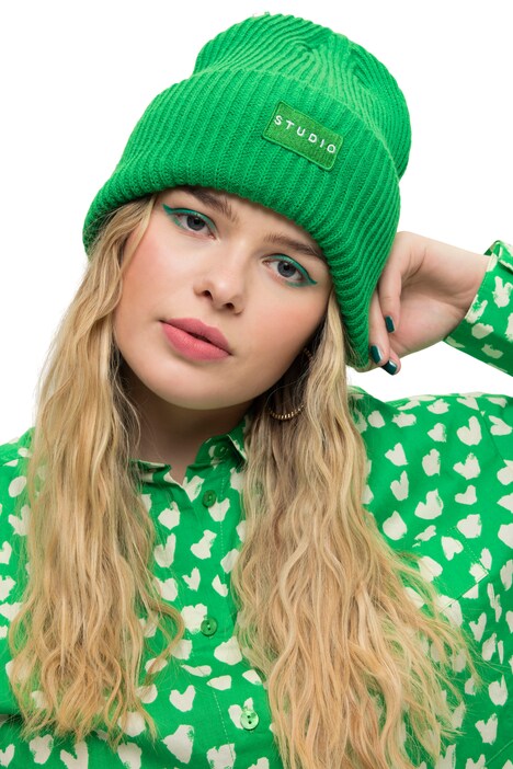 Čepice, žebrovaný úplet, Studio nášivka