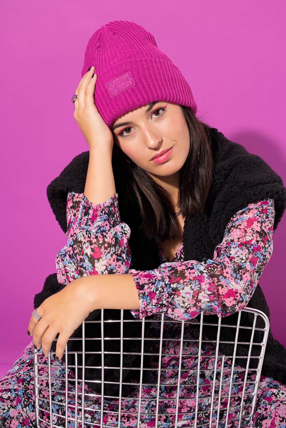 Große Größen Beanie, Damen, rosa, Größe: One Size, Polyester/Synthetische Fasern, Studio Untold