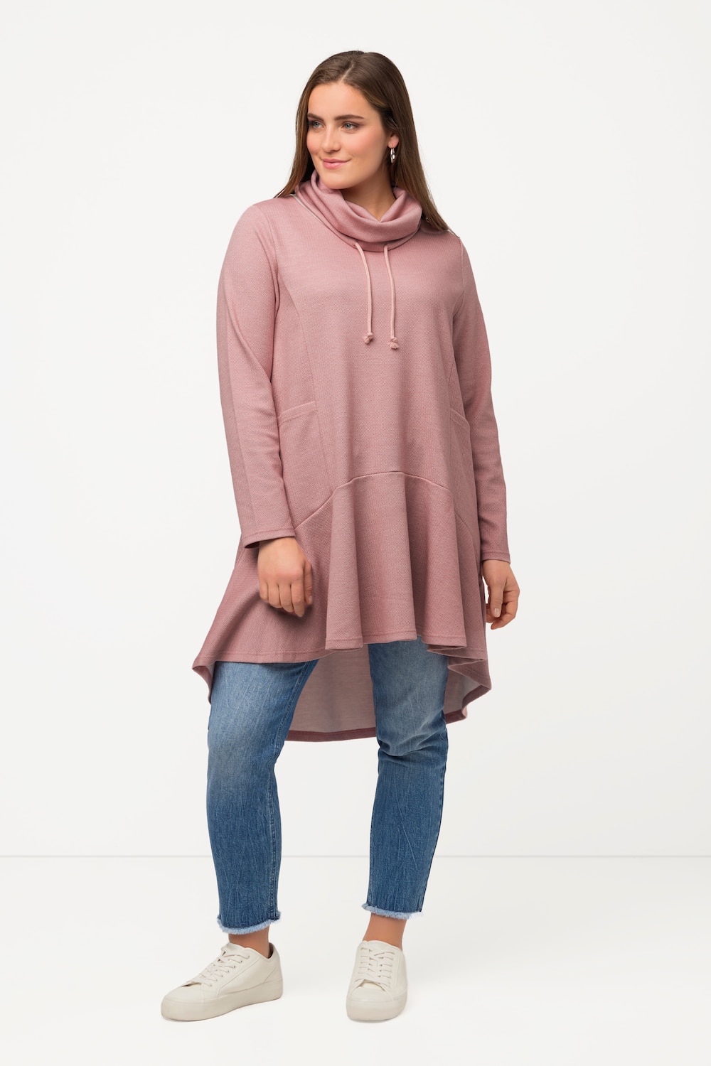 grandes tailles pull long, femmes, rouge, taille: 48/50, coton/polyester, ulla popken