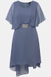 Abendkleid, Chiffon, V-Ausschnitt, Halbarm, Unterkleid
