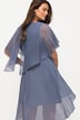 Abendkleid, Chiffon, V-Ausschnitt, Halbarm, Unterkleid