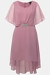 Abendkleid, Chiffon, V-Ausschnitt, Halbarm, Unterkleid