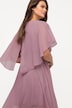 Abendkleid, Chiffon, V-Ausschnitt, Halbarm, Unterkleid
