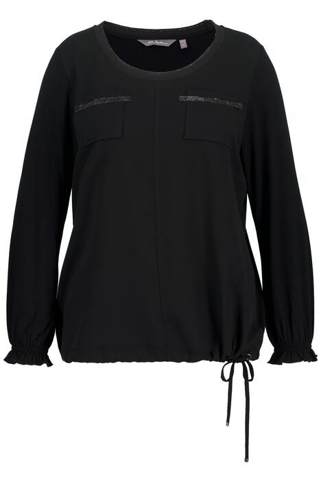 Halenka, mix materiálů, stahování, výstřih do V, dlouhé rukávy