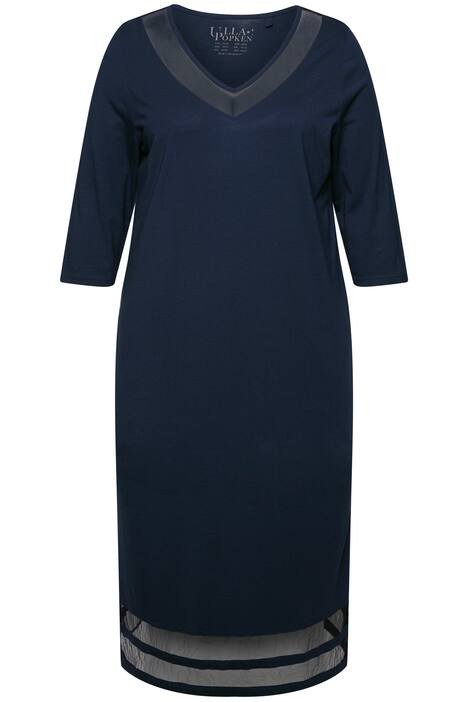 Noční košile, síťované vsadky, výstřih do V, dlouhé rukávy