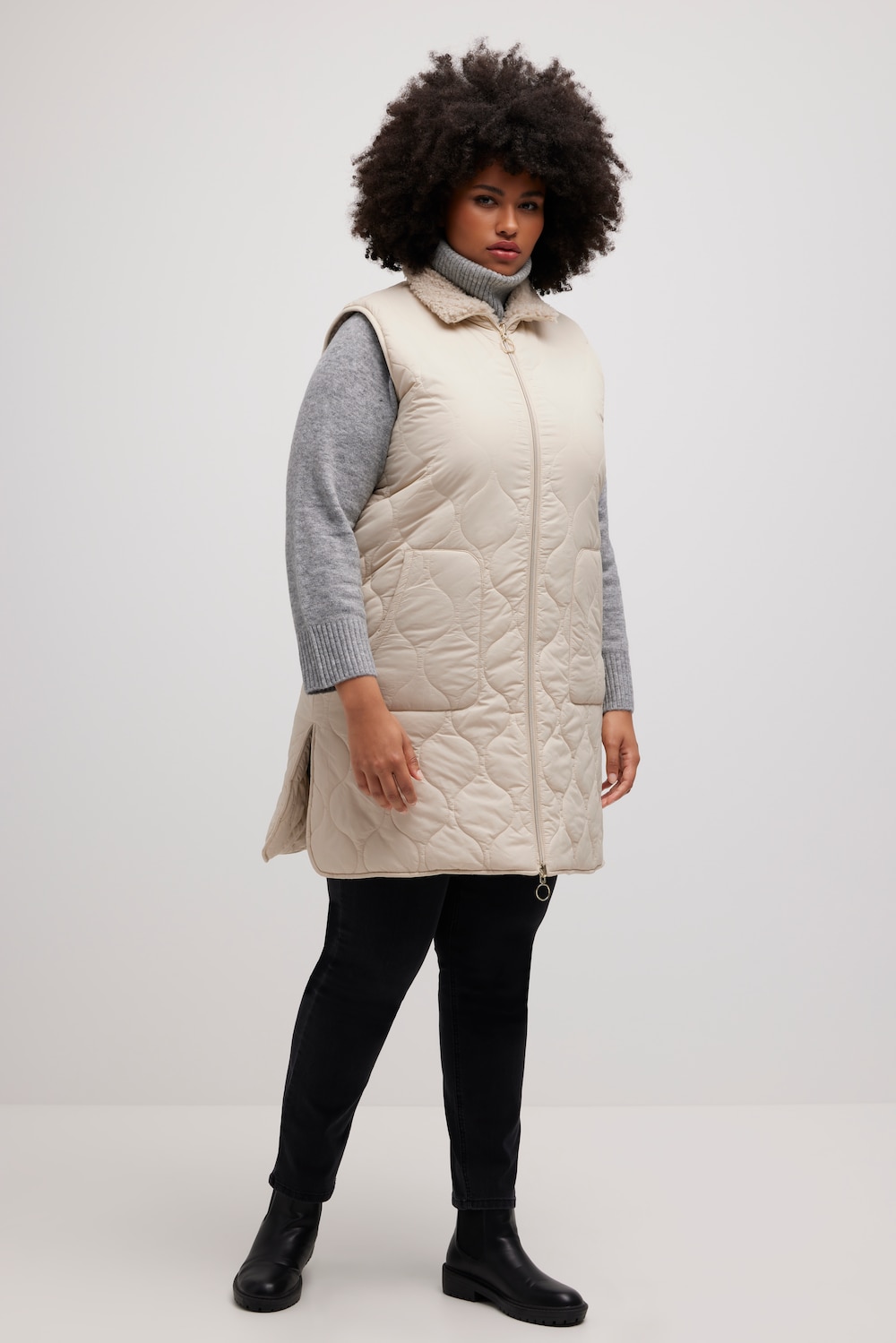 Große Größen Wendeweste, Damen, beige, Größe: 46/48, Polyester/Synthetische Fasern, Ulla Popken