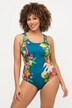 Flamingo Print Asymmetric Split Strap One Piece Swimsuit