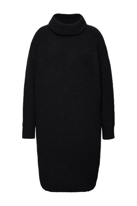 Úpletové mini šaty, oversize, rolákový límec, dlouhé rukávy