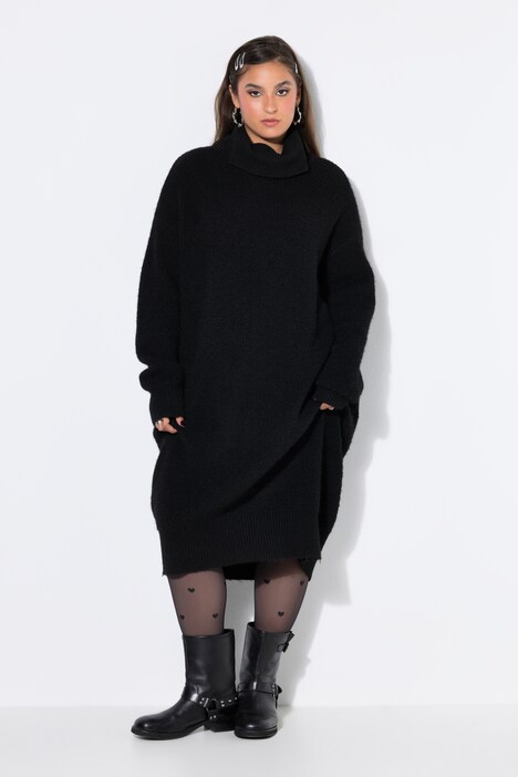 Strick-Minikleid, oversized, Rollkragen, Langarm