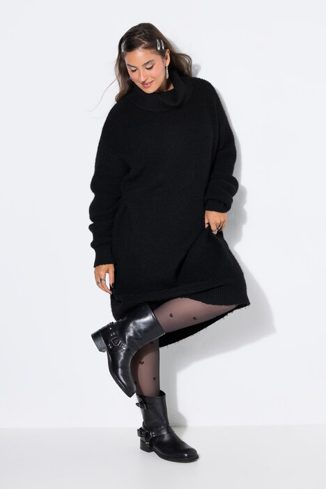 Strick-Minikleid, oversized, Rollkragen, Langarm