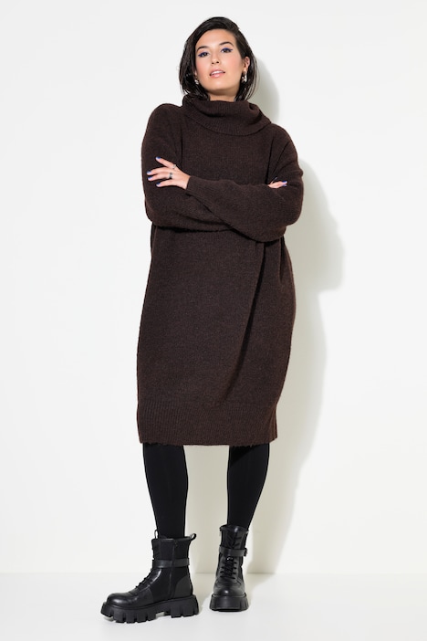 Strick-Minikleid, oversized, Rollkragen, Langarm