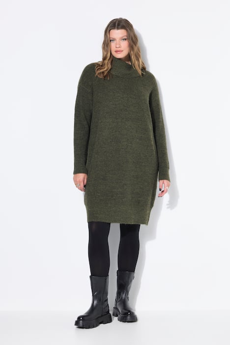 Strick-Minikleid, oversized, Rollkragen, Langarm