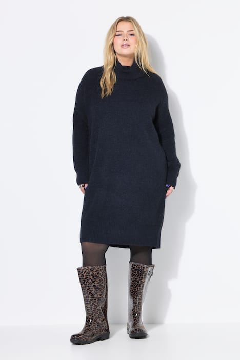 Strick-Minikleid, oversized, Rollkragen, Langarm
