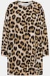 Sweatjurk, oversized, luipaardprint, ronde hals, lange mouwen
