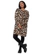 Teplákové mini šaty, oversize, leopardí potisk, kulatý výstřih, dlouhé rukávy