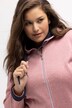 Sweater Knit Fleece Contrast Trim Zip Front Jacket
