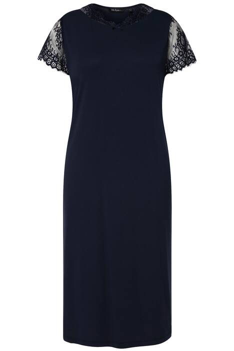 Noční košile, krajka, kulatý výstřih, krátké rukávy