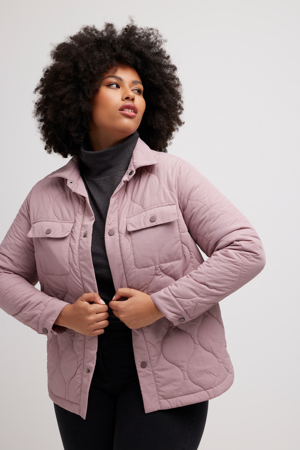 Große Größen Leichtstepp-Jacke, Damen, rosa, Größe: 54/56, Polyester/Synthetische Fasern, Ulla Popken