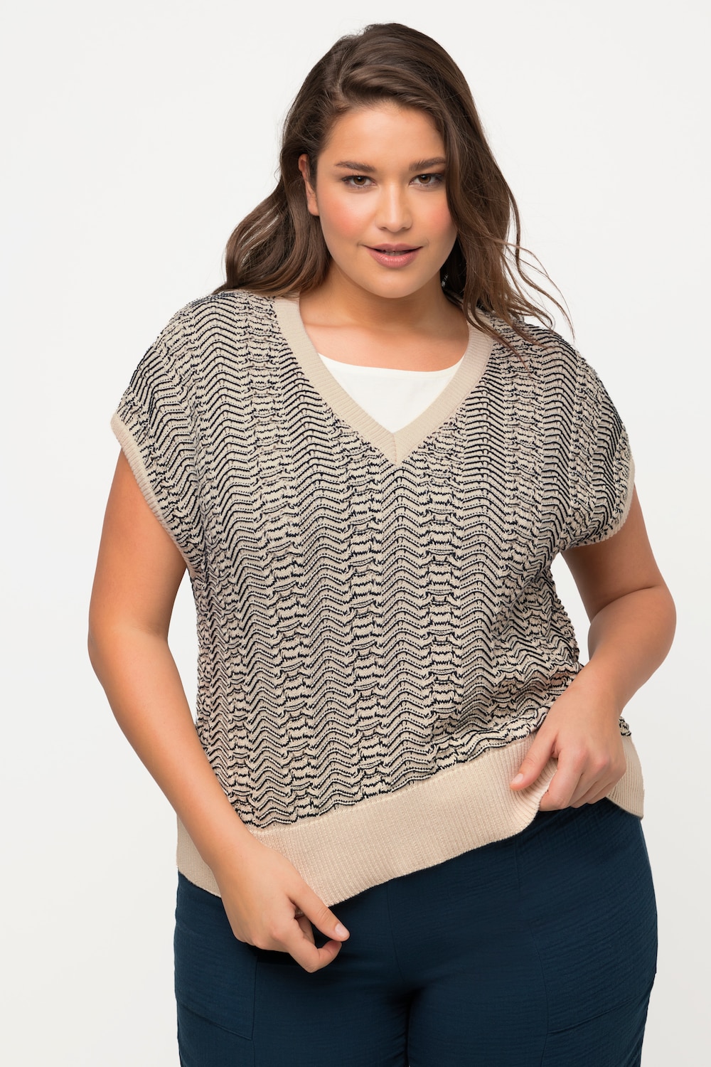 Große Größen Pullunder, Damen, blau, Größe: 46/48, Baumwolle, Ulla Popken