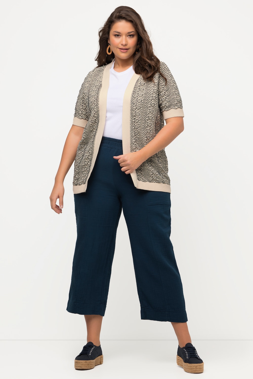 Grote Maten cardigan, Dames, blauw, Maat: 46/48, Katoen, Ulla Popken