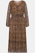 Paisley šaty, A střih, výstřih do V, elastický pas, dlouhé rukávy