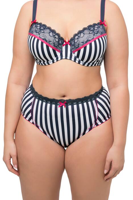 Midi kalhotky, pruhy, krajkový lem