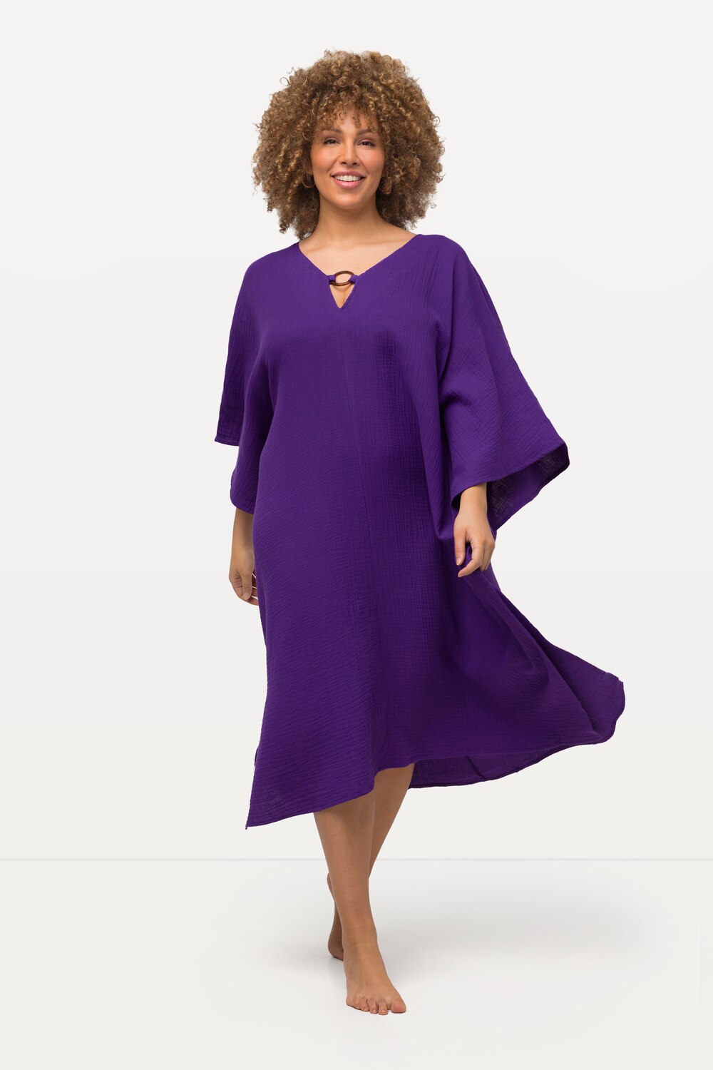 Grote Maten kaftan jurk, Dames, paars, Maat: 58/60, Katoen, Ulla Popken