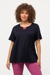 T-shirt, linia litery A, tunikowy dekolt, krótkie motylkowe rękawy