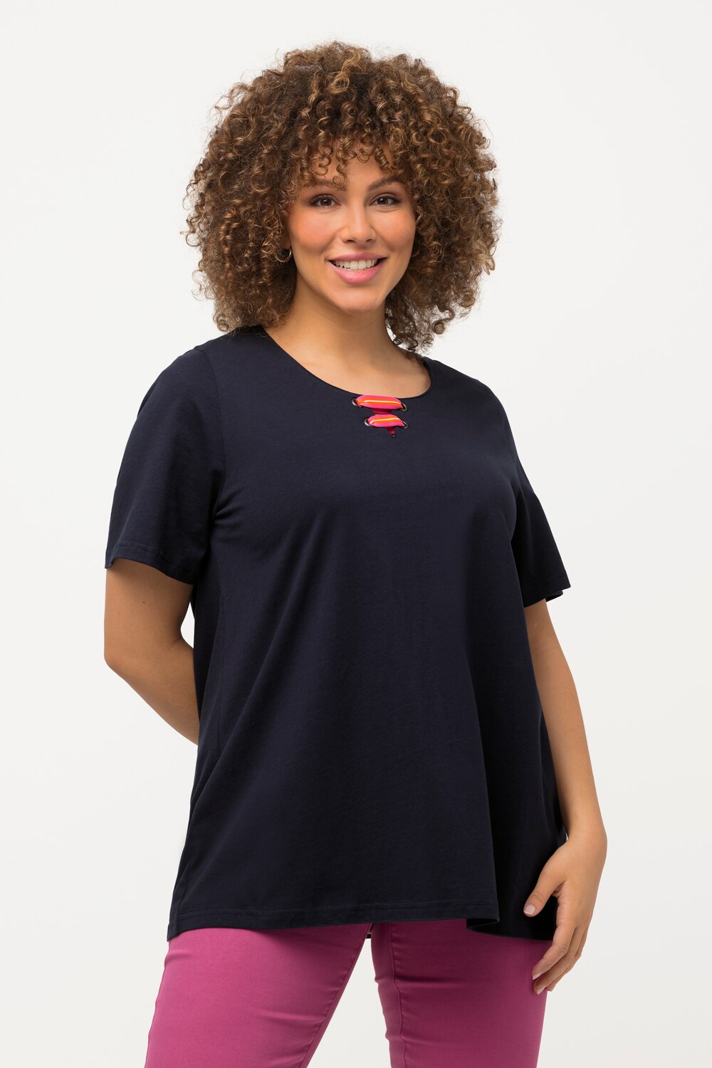 Grote Maten T-shirt, Dames, blauw, Maat: 50/52, Katoen, Ulla Popken