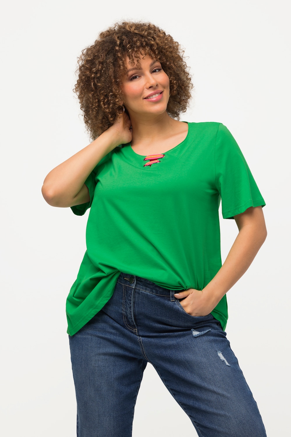 Grote Maten T-shirt, Dames, groen, Maat: 46/48, Katoen, Ulla Popken