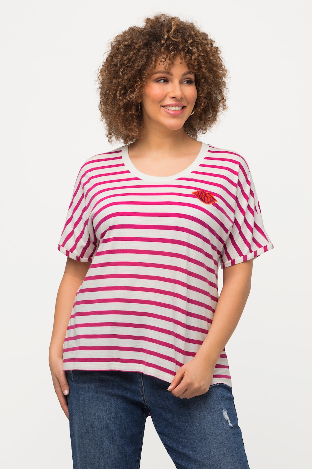 Grote Maten T-shirt, Dames, roze, Maat: 42/44, Katoen/Synthetische vezels, Ulla Popken