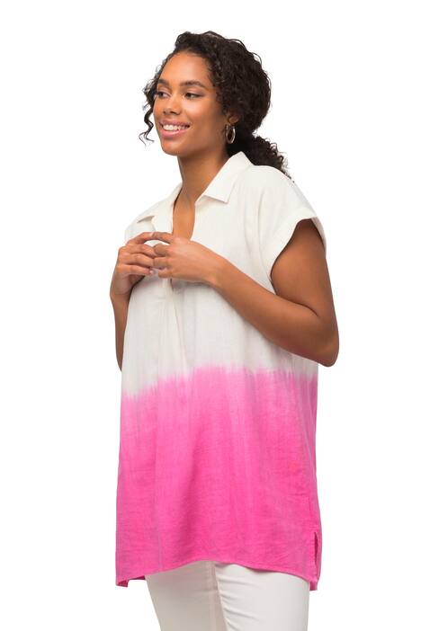 Dlouhá halenka, batikovaný vzor, A střih, límeček, krátké rukávy