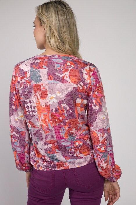 Shirt, bedruckt, Gummisaum, Rundhals, Langarm