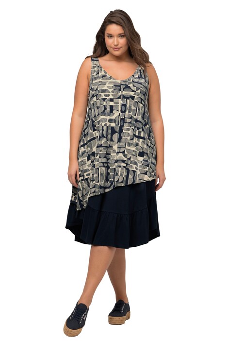 Midi šaty, A střih, výstřih do V, bez rukávů, biobavlna