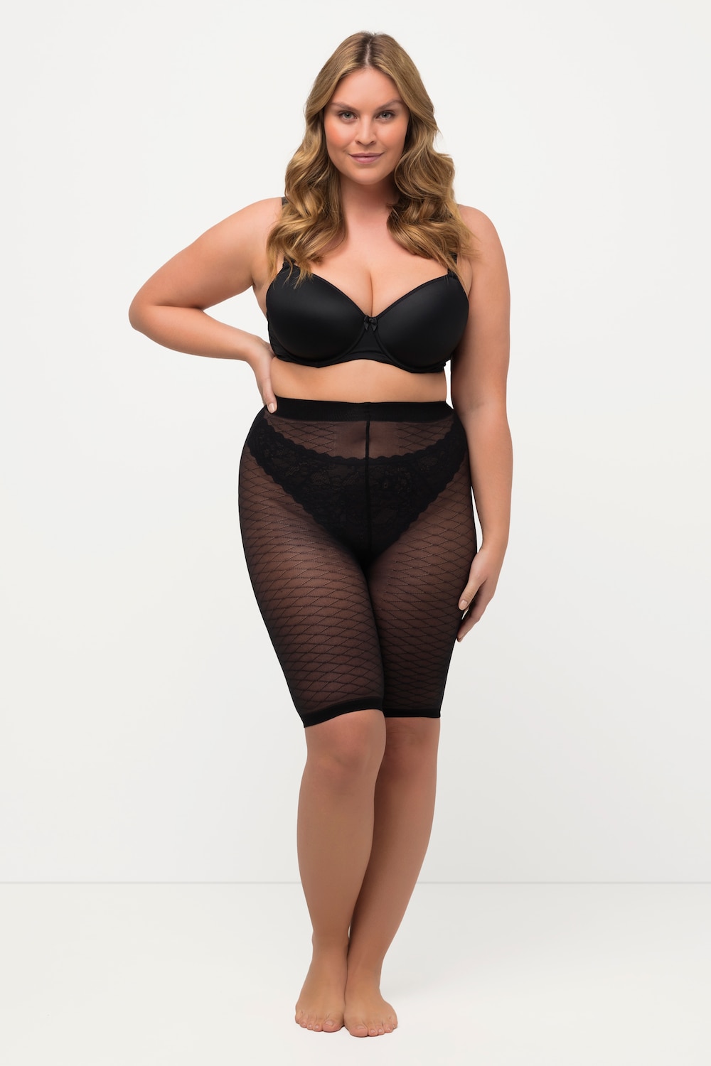 Große Größen Strumpf-Radler, Damen, schwarz, Größe: 50/52, Synthetische Fasern, Ulla Popken