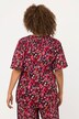 Bluzeczka w kwiaty, namarszczenie, linia litery A, tunikowy dekolt, krótki rękaw