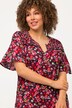 Bluzeczka w kwiaty, namarszczenie, linia litery A, tunikowy dekolt, krótki rękaw
