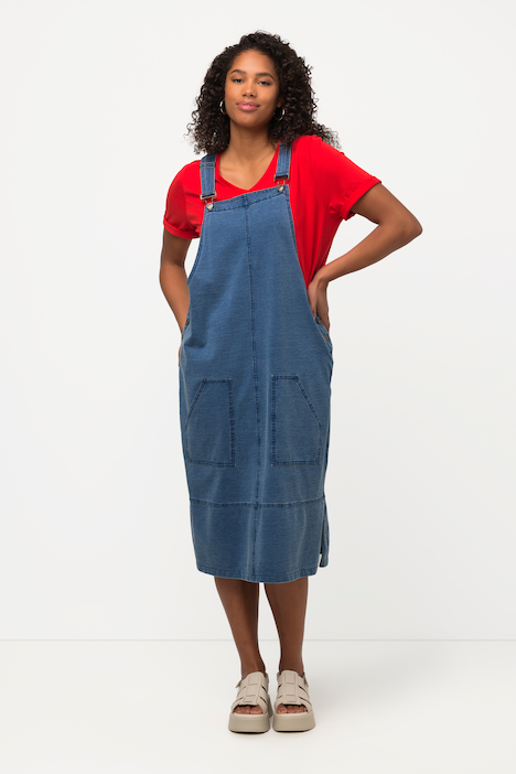 Womens Retro Loose Fitting Jacquard Overalls With Pockets 