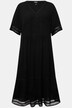 Sukienka tunikowa midi, koronka, krój trapezowy, dekolt w serek, rękaw 1/2