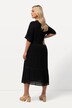 Sukienka tunikowa midi, koronka, krój trapezowy, dekolt w serek, rękaw 1/2