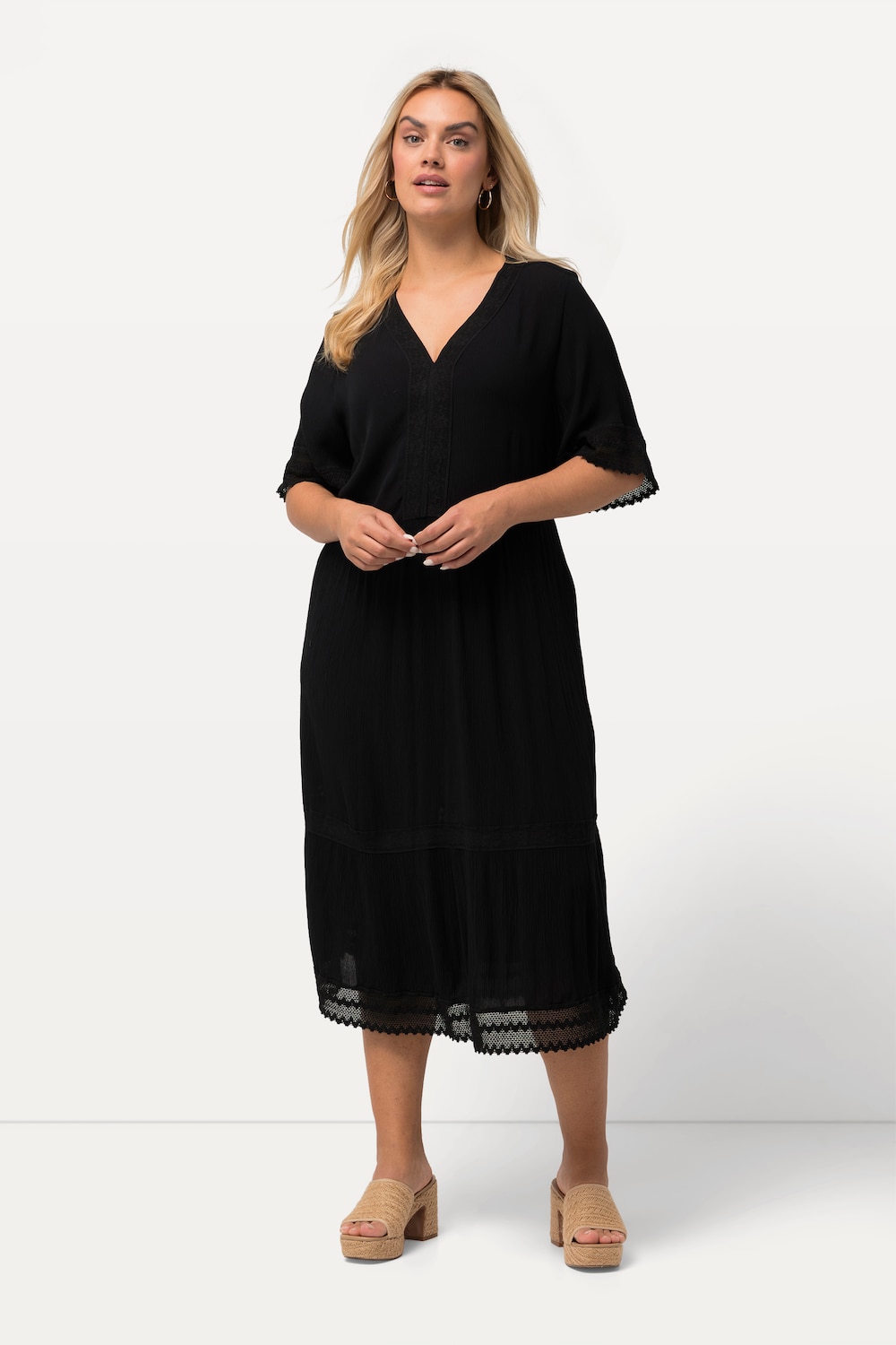 Grote Maten midi tuniekjurk, Dames, zwart, Maat: 42/44, Viscose, Ulla Popken