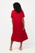 Sukienka tunikowa midi, koronka, krój trapezowy, dekolt w serek, rękaw 1/2