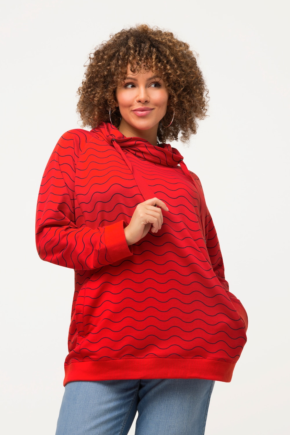 Grote Maten sweatshirt, Dames, rood, Maat: 62/64, Polyester/Viscose, Ulla Popken