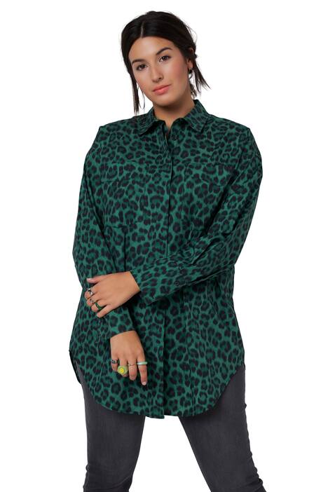 Košilová halenka, oversize, leopardí potisk, límeček, dlouhé rukávy